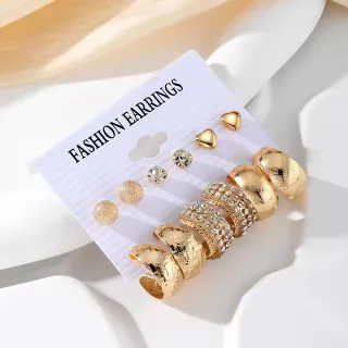 6 pairs Vintage Circle Hoop Earrings Set